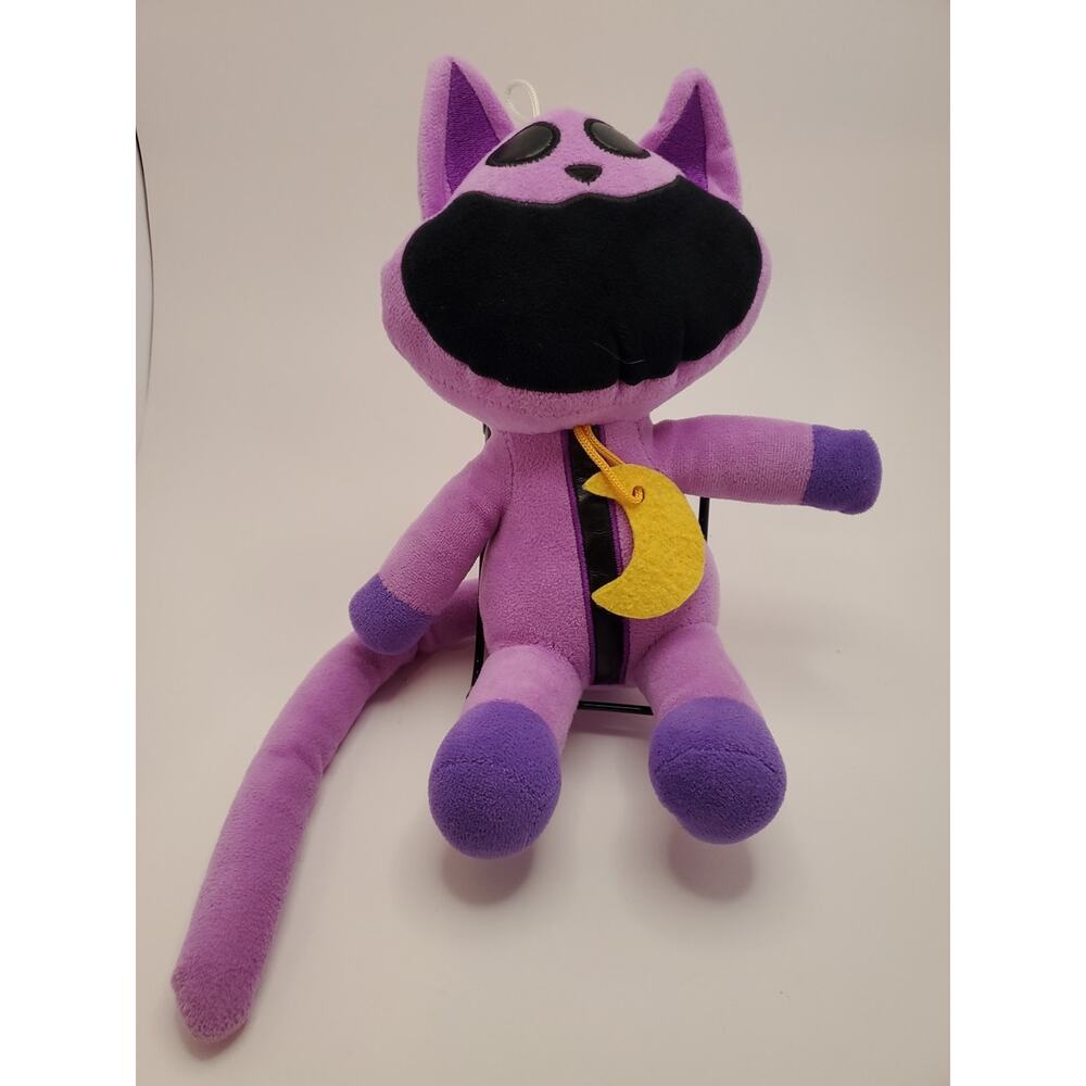 Poppy Playtime Purple Catnip Cartoon Plush Stuffed Animal 14" Moon Necklace EUC